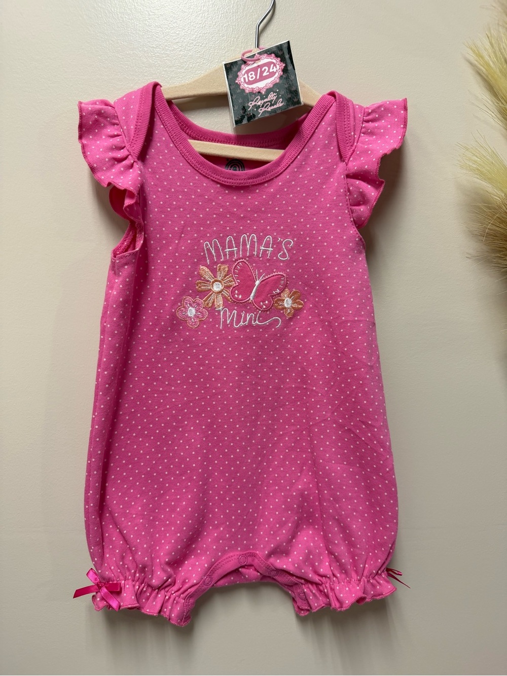 Pink Polka Ruffle-Sleeve Baby Romper